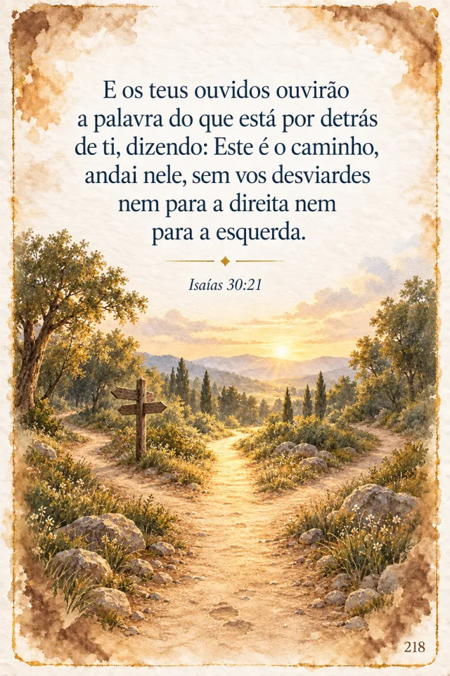 Exemplo de card com ilustração em aquarela para Isaías 30:21
